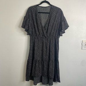 Shein Curve Polka Dot High-Low Wrap Dress